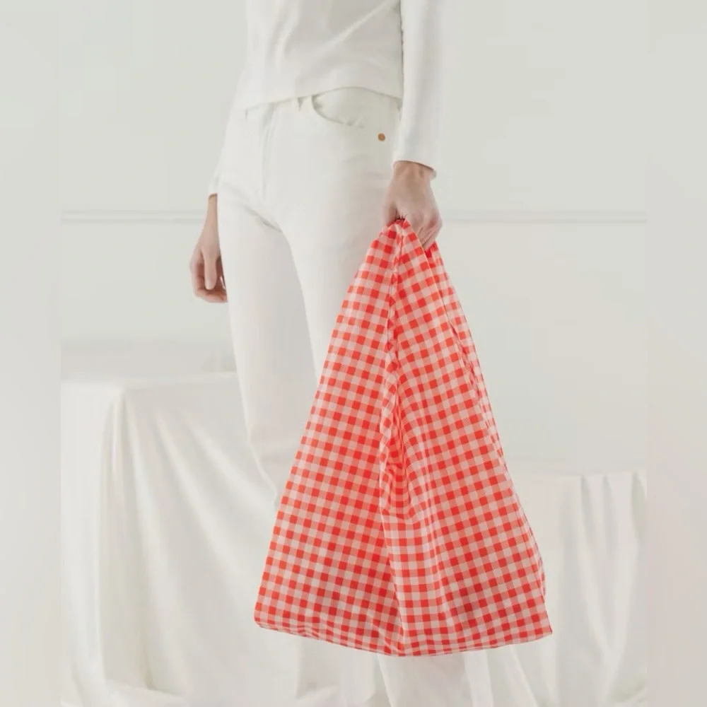 NWT Standard BAGGU Reusable Tote Bag – Red Gingham - Picture 5 of 8